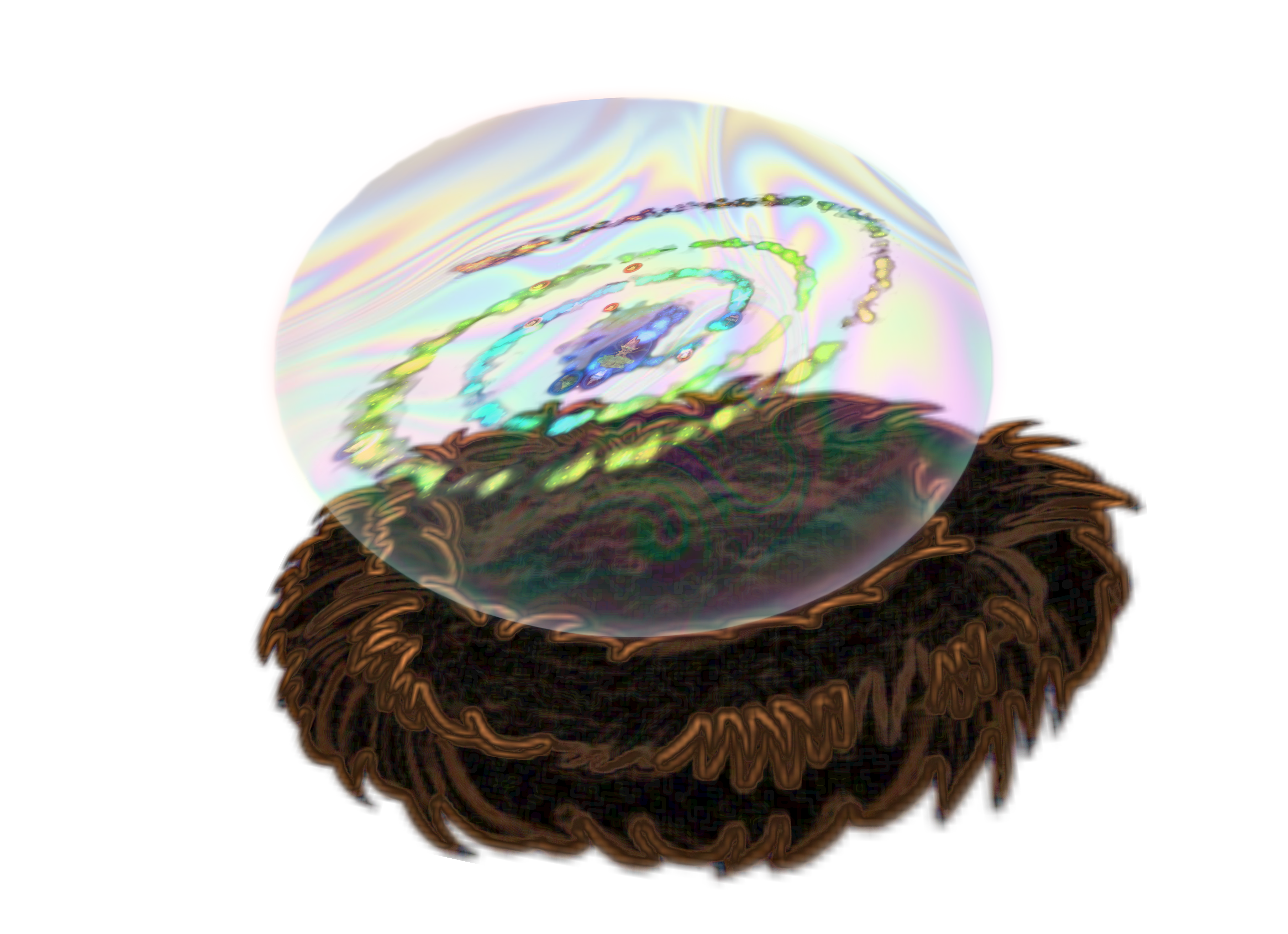 Spiral In Glass Egg Tilt With Nest & Reflection